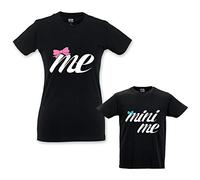 Coppia di T-Shirt Magliette Mamma E Figlio/Figlia Idea Regalo Festa della Mamma Mini Me T-Shirt Nere Mamma e Maschietto Donna XS - Bimbo 1-2 Anni