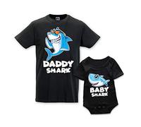 Coppia di T-Shirt Padre Figlio Daddy Shark And Baby Shark