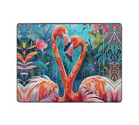 Coppia di tappeti romantici con fenicotteri per la decorazione del soggiorno, morbidi tappeti lavabili per camera da letto, 150 x 122 cm, per interni, camera da letto e soggiorno