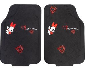 Coppia di tappetini per auto Minnie Mouse, in Pvc, universali, 44 x 65 cm, di colore nero e rosso