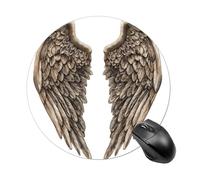 Coppia di tappetini per mouse rotondi con ali angolari vintage, tappetini per mouse per computer, impermeabili, con base in gomma antiscivolo, tappetino per mouse per laptop e ufficio, 20 cm