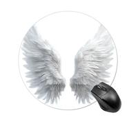 Coppia di tappetini per mouse rotondi con ali d'angelo, impermeabili, con base in gomma antiscivolo, per computer portatile, ufficio, 20 cm