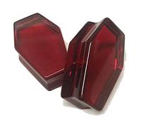 Coppia di tappi per lobi per orecchie in vetro rosso sangue E593, Vetro, tigre blu