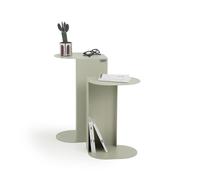 Coppia di tavolini in metallo Camilla, h45 e h55, Beige