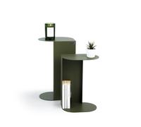 Coppia di tavolini in metallo Camilla, h45 e h55, Verde oliva