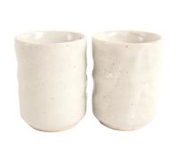 Coppia di tazze da tè corte Yunomi Chawan in ceramica giapponese Mino ware bi...