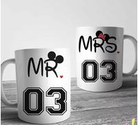 Coppia di Tazze Love You And Me Personalizzate Con Numeri "Mr and Mrs Mouse"
