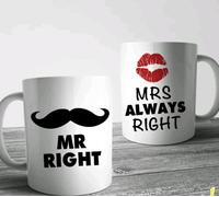 Coppia di Tazze Love You And Me Personalizzate MR. AND MRS. REGALO UNICO