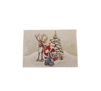 Coppia di Tovagliette colazione Natalizie, Motivo Natalizio, Babbo Natale con un sacco di regali, Lurex Oro, Albero di Natale, in Gobelin, dimensione 32x49cm (4)