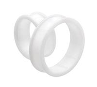 Coppia di TUNNELLI piatti in silicone bianco 8G (3 mm) doppio svasatore sottile e flessibile tappi per carne (2 pezzi), Silicone, Senza pietra