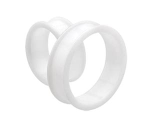Coppia di TUNNELLI piatti in silicone bianco 8G (3 mm) doppio svasatore sottile e flessibile tappi per carne (2 pezzi), Silicone, Senza pietra