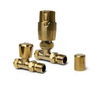 Coppia di valvole termostatiche dorate per termosifone, design moderno, design moderno, 15 mm, set da 2