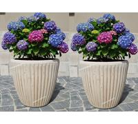 Coppia Di Vasi, Vaso rotondo In Cemento Da Esterno Giardino Piante H 32,5 Cm Ø35