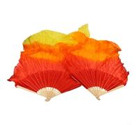 Coppia di ventagli per danza a 16 costine, per performance sul palco, lunghezza 1,5 m, struttura in finta seta sintetica per migliorare il movimento della danza e la visuale (rosso)