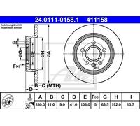 Coppia dischi freno - ATE 24.0111-0158.1