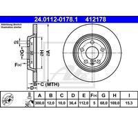 Disco freno ATE 24.0112-0178.1 posteriore, pieno, 1 Pezzo