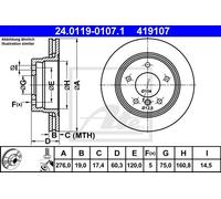 Disco freno ATE 24.0119-0107.1 posteriore, ventilato, altamente carbonizzato, 1 Pezzo