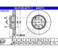ATE Disco freno 24.0120-0211.1 - anteriore, ventilato, 1 pezzo