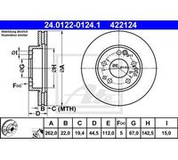 2x ATE 24.0122-0124.1 Disco Freni Anteriore per Mercedes-Benz W201