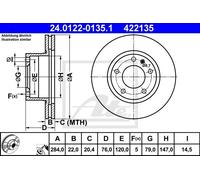 COPPIA DISCHI FRENO ANT ATE BMW 5 525 e 90KW 81>87 24012201351