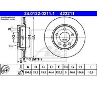 ATE disco freno 24.0122-0211.1 ventilato diametro 294 spessore 21,9 mm 5 fori