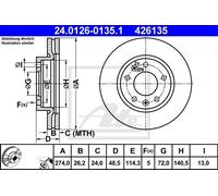 Coppia dischi freno - ATE 24.0126-0135.1
