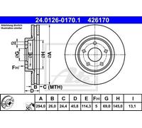 Coppia dischi freno - ATE 24.0126-0170.1