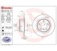 Brembo Disco freno 08C11511 posteriore, pieno, altamente carbonizzato, 1 pezzo