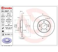 Disco freno BREMBO 08D62711 posteriore, pieno, altamente carbonizzato, 1 Pezzo