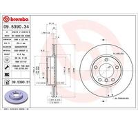 Disco freno BREMBO 9539031 anteriore, ventilato, altamente carbonizzato, 1 Pezzo