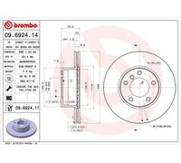 Disco freno BREMBO 09.6924.11 per BMW 5 (E39) 2.2 2000-2003