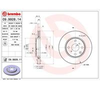COPPIA DISCHI FRENO BREMBO 09.9928.11 per CITROËN C1 (PM_, PN_), C1 II (PA_, PS