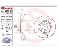 Disco freno BREMBO 09A42211 anteriore, ventilato, 1 Pezzo