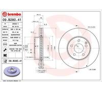Disco freno BREMBO 09B28041 anteriore, ventilato, altamente carbonizzato, 1 Pezzo