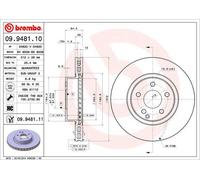 Disco freno BREMBO 9948111 anteriore, ventilato, altamente carbonizzato, 1 pezzo