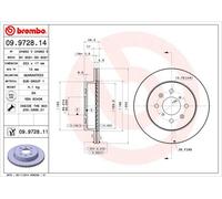 Brembo Disco freno 09.9728.14 - Coppia per Suzuki, Opel, Subaru, Vauxhall