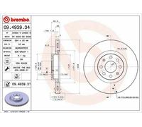 Disco Freno Brembo 09493934 Per Fiat, Opel