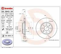 Disco Freno Brembo 09584334 Per Auto Fiat, Opel
