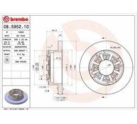 Disco freno BREMBO 08.5952.10, posteriore, pieno, 1 Pezzo