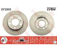 Coppia dischi freno pieni posteriori TRW DF2805