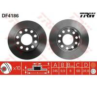 Coppia dischi freno pieni posteriori TRW DF4186