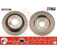 Coppia dischi freno pieni posteriori TRW DF4198