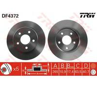 Coppia dischi freno pieni posteriori TRW DF4372
