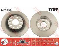 Coppia dischi freno pieni posteriori TRW DF4558
