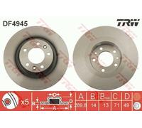 Coppia dischi freno pieni posteriori TRW DF4945