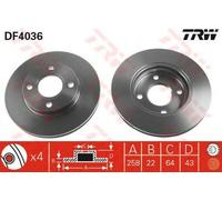 Coppia dischi freno ventilati anteriori TRW DF4036