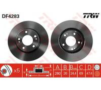 Coppia dischi freno ventilati anteriori TRW DF4283