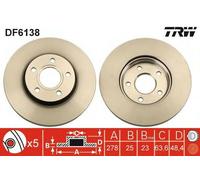 Disco freno TRW DF6138 anteriore, ventilato, 1 Pezzo