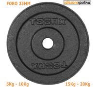 COPPIA DISCHI PESI GHISA NERA GARLANDO CON FORO 25mm- 5Kg 10Kg 15Kg 20Kg