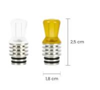 Coppia Drip tip 510 MTL guancia Modello RS338 Reewape Nero Bianco Trasparente beccuio bocchino per atomizzatore (2 x Nero)